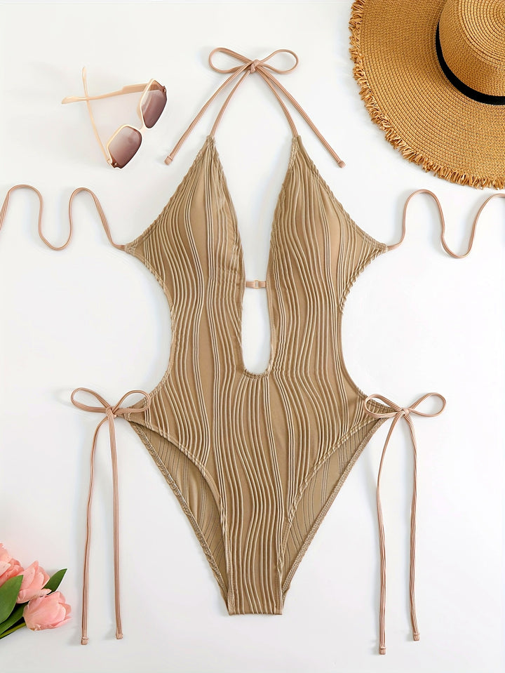 Lily | Sexy Eendelig Badpak Met Strikken | Stijlvolle Gestructureerde Strandkleding