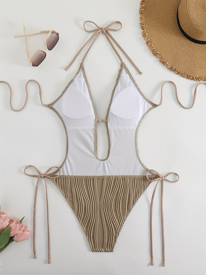 Lily | Sexy Eendelig Badpak Met Strikken | Stijlvolle Gestructureerde Strandkleding