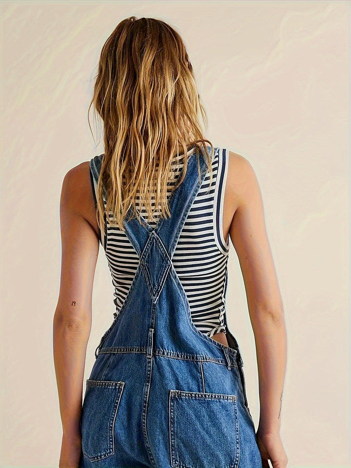 Lina | Relaxte Denim Tuinbroek met Eenvoudige Pasvorm