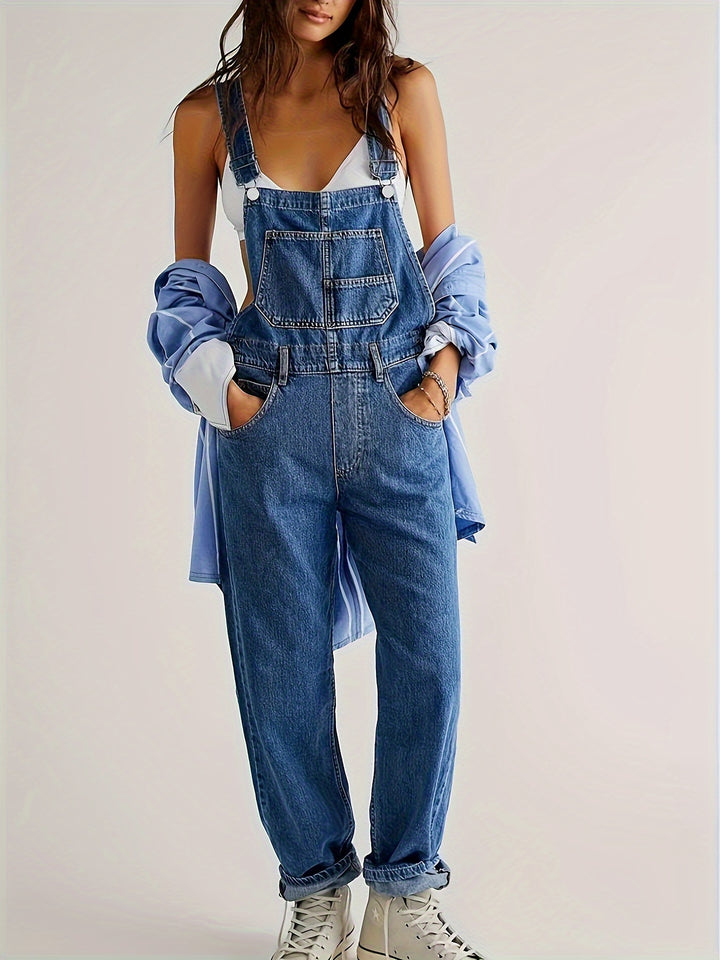 Lina | Relaxte Denim Tuinbroek met Eenvoudige Pasvorm