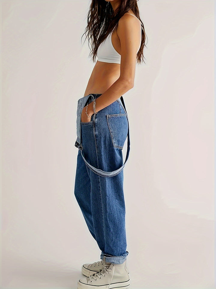 Lina | Relaxte Denim Tuinbroek met Eenvoudige Pasvorm