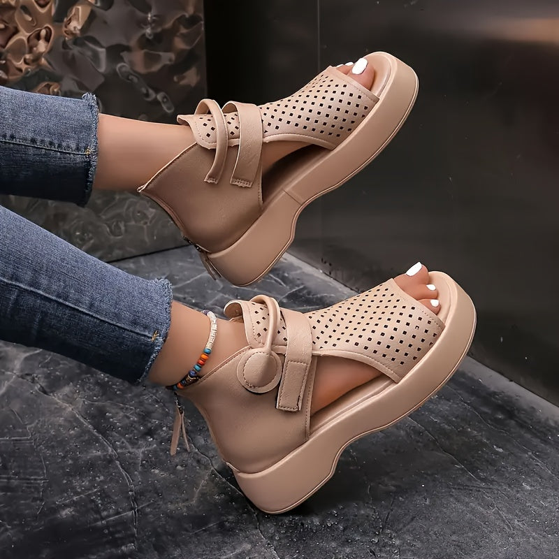 Lola | Platform Sandalen - Ademende Kunstleer met Ritssluiting