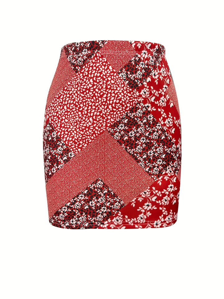 Lucy | Floral Geometric Print Skirt