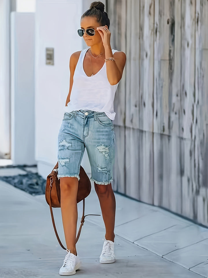 Lucy | Trendy Zomerse Denim Bermuda