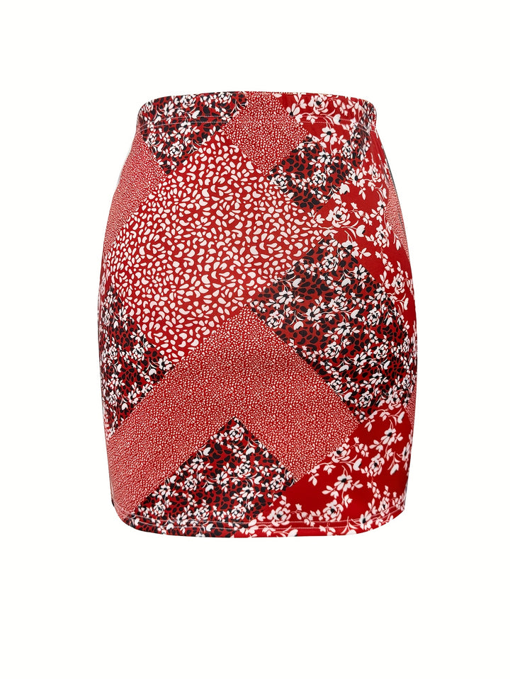 Lucy | Floral Geometric Print Skirt