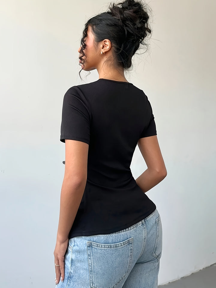 Luna | Elegante Dames T-shirt met Strikdetail