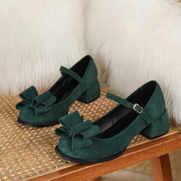 Madeleine | Elegante Franse Pumps met Strik en Blokhak