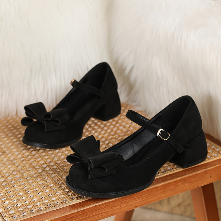 Madeleine | Elegante Franse Pumps met Strik en Blokhak