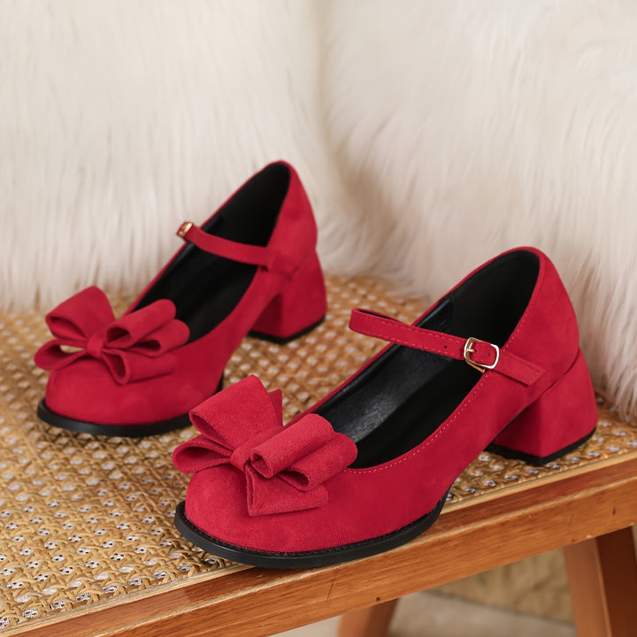 Madeleine | Elegante Franse Pumps met Strik en Blokhak