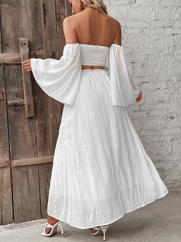 Madison | Elegante Off-Shoulder Set met Zwevende Mouwen