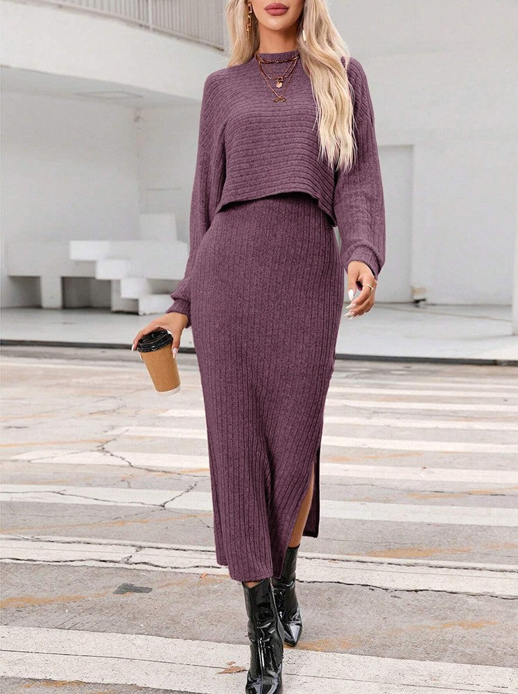 Margo | Stijlvolle Gebreide Midi Jurk met Elegante Pasvorm