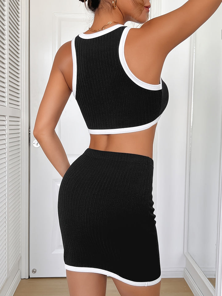 Mariana | Ribbed Cut-Out Set met Contrasterende Afwerking