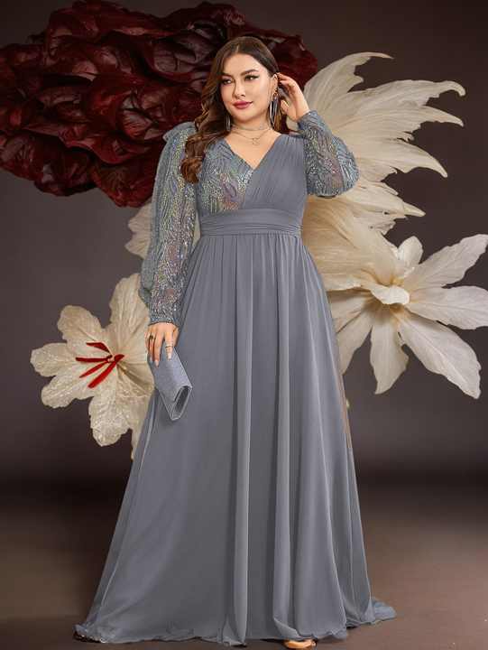 Marjolein | Elegante Maxi Avondjurk met Lange Mouwen