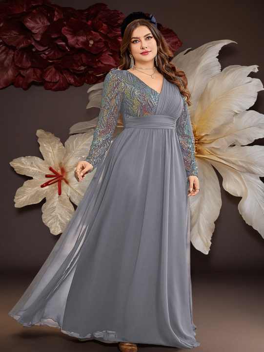 Marjolein | Elegante Maxi Avondjurk met Lange Mouwen