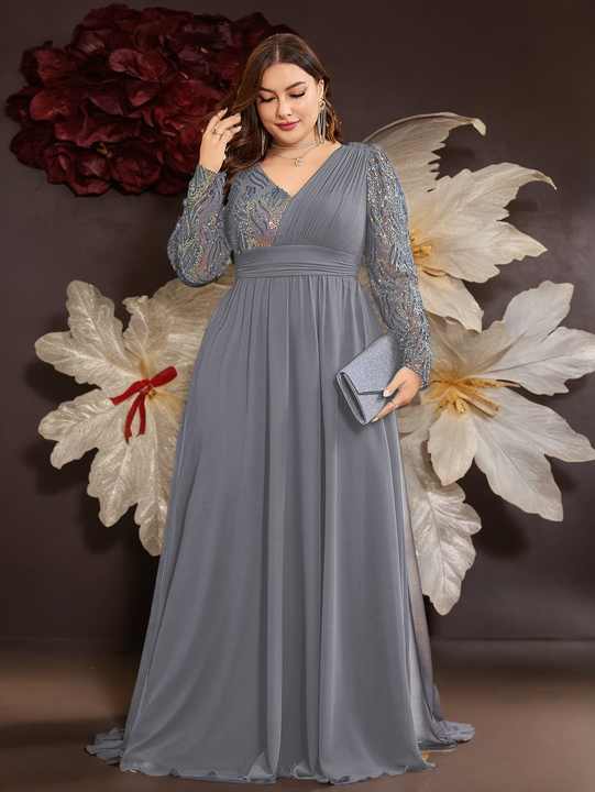 Marjolein | Elegante Maxi Avondjurk met Lange Mouwen