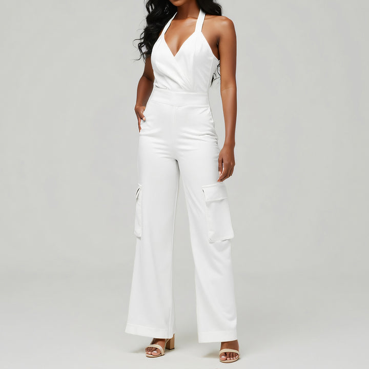 Maxine | Stijlvolle Halter Jumpsuit met Cargo Zakdetails