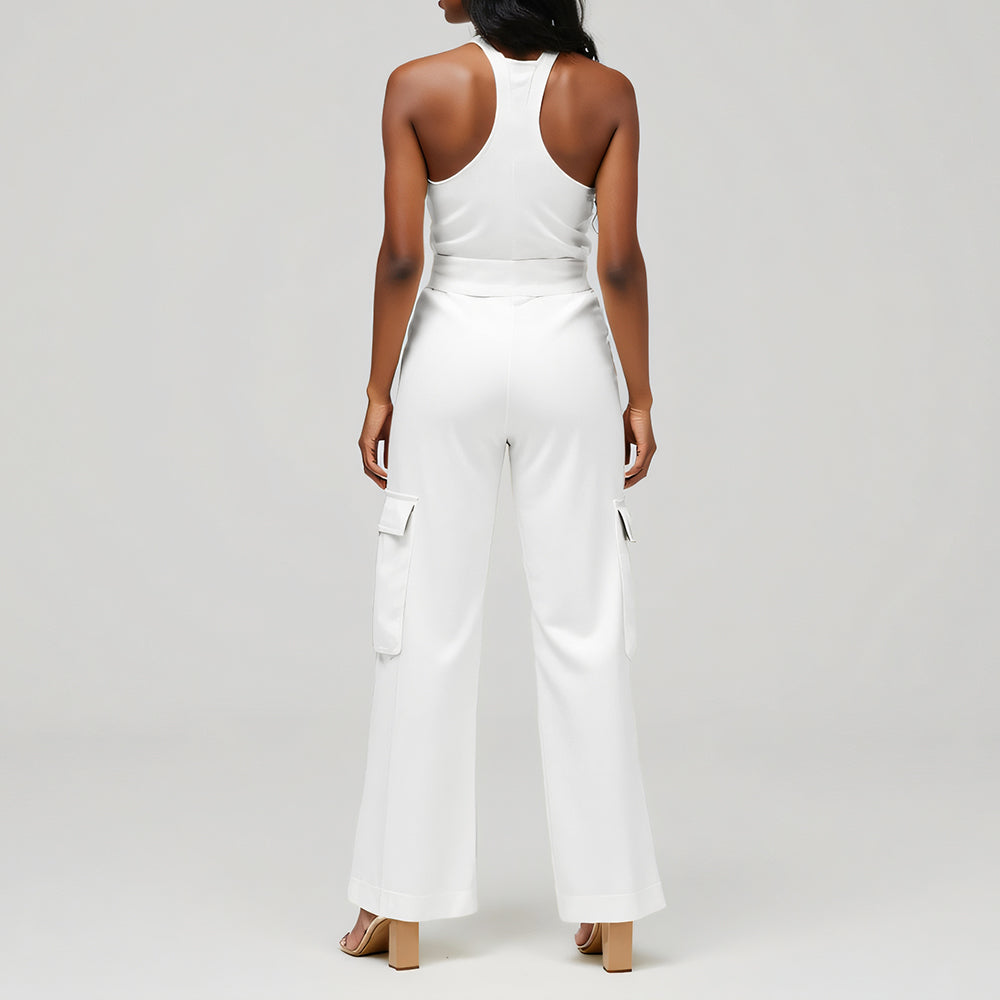 Maxine | Stijlvolle Halter Jumpsuit met Cargo Zakdetails
