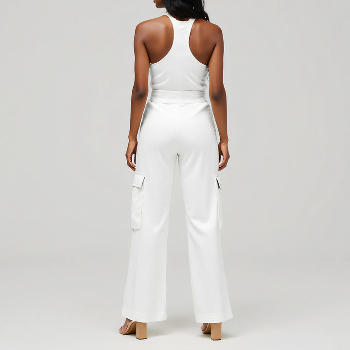 Maxine | Stijlvolle Halter Jumpsuit met Cargo Zakdetails