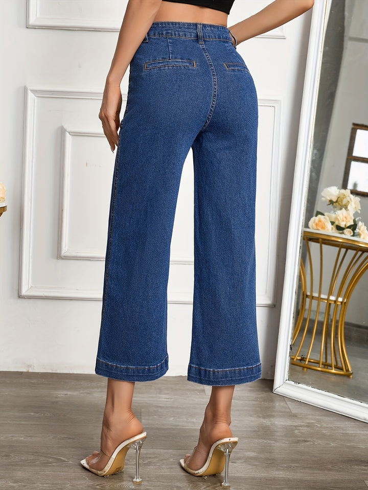 Maya | Stijlvolle Wide Leg Jeans met Knoopdetails voor Dames