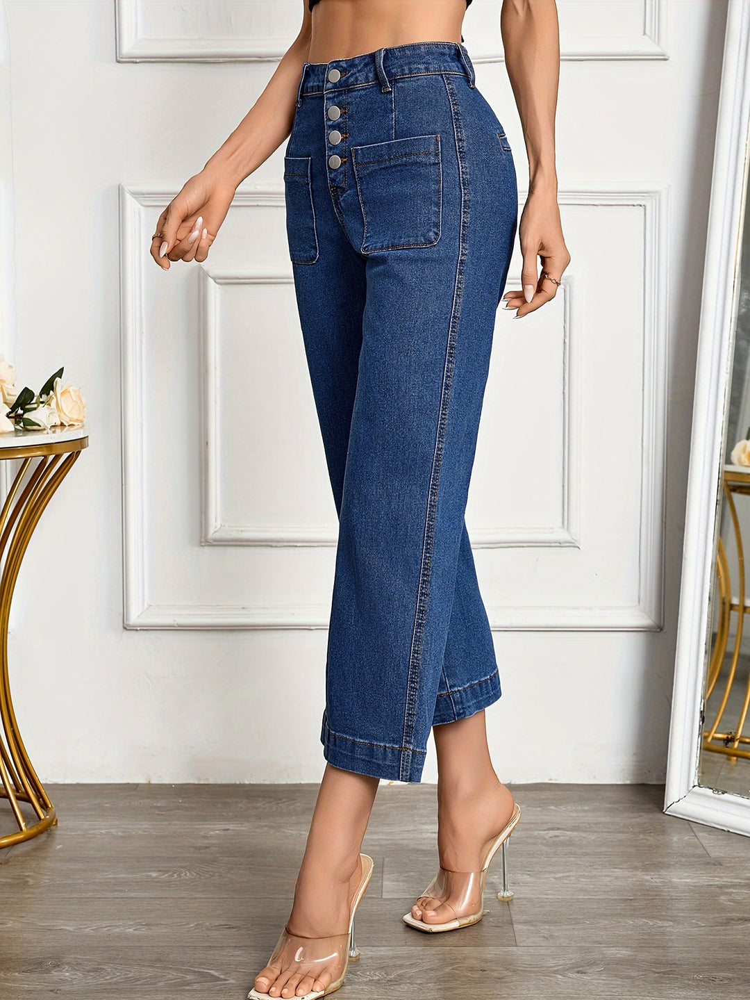 Maya | Stijlvolle Wide Leg Jeans met Knoopdetails voor Dames