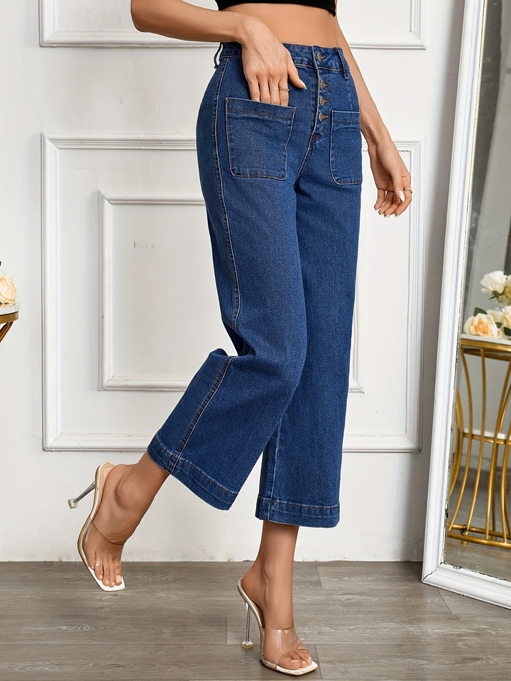 Maya | Stijlvolle Wide Leg Jeans met Knoopdetails voor Dames