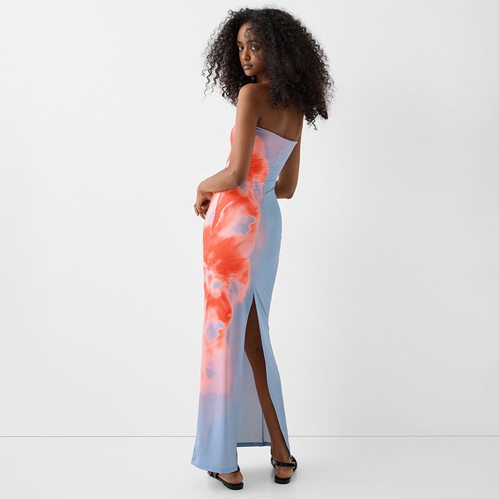 Melanie | Strapless Maxi Jurk met Bloemendessin