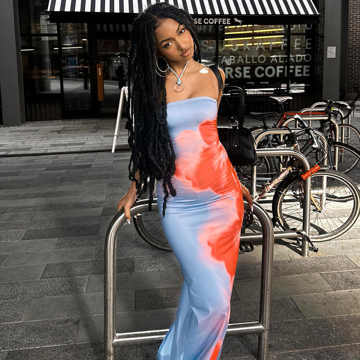 Melanie | Strapless Maxi Jurk met Bloemendessin