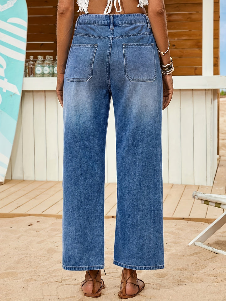 Melissa | Vintage Hoge Taille Denim Broek met Knoopsluiting