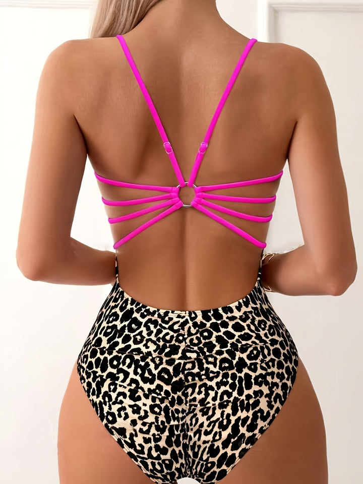 Mia | Luipaardprint Zwempak met Strappy Rugdetail