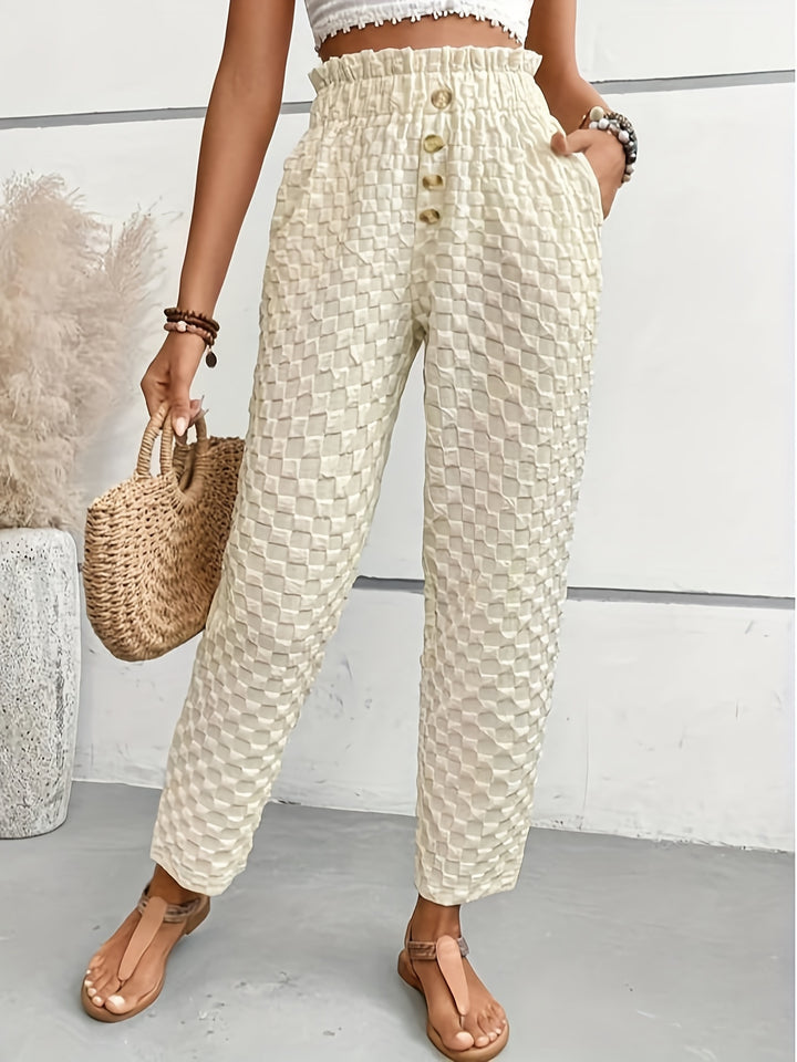 Miriam | Elegante Getextureerde Broek met Hoge Taille