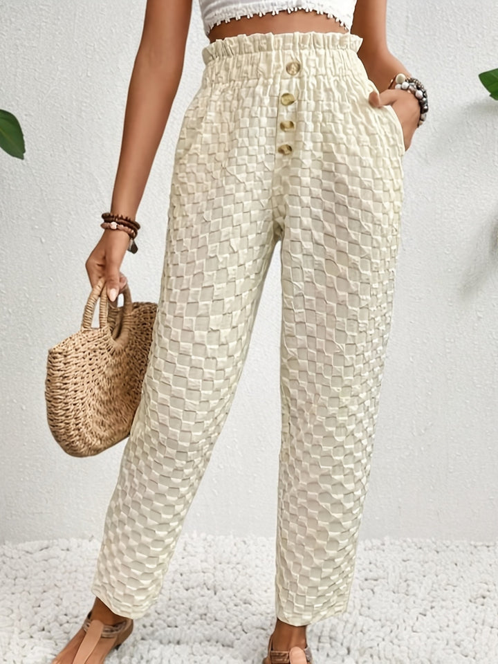 Miriam | Elegante Getextureerde Broek met Hoge Taille