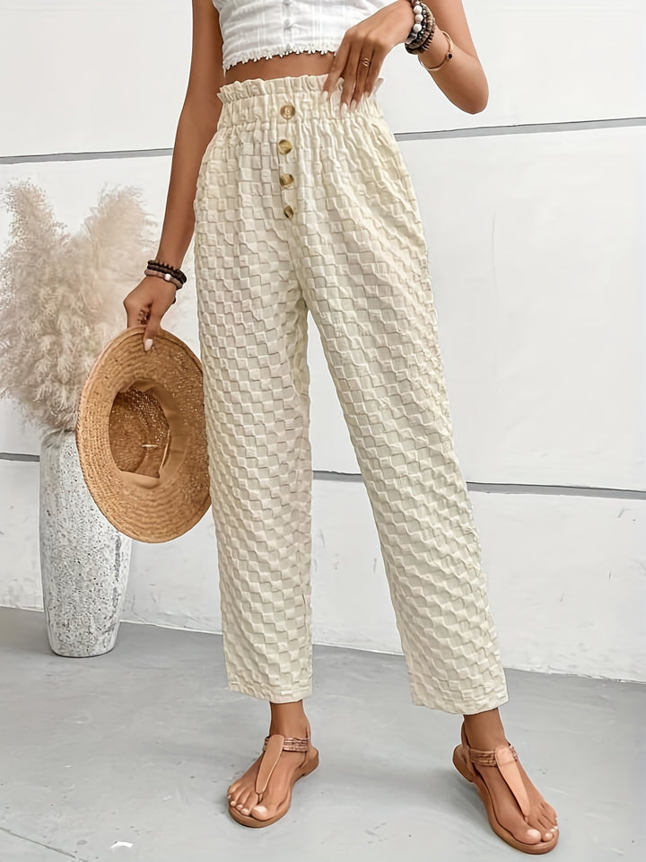 Miriam | Elegante Getextureerde Broek met Hoge Taille