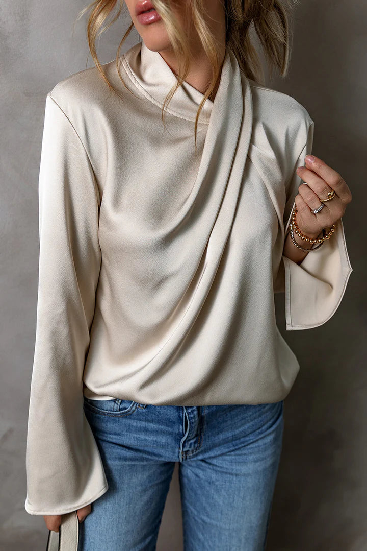 Moon - satijnen blouse met gekruiste voorkant