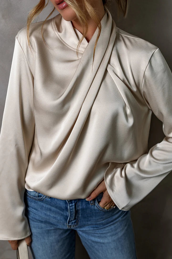 Moon - satijnen blouse met gekruiste voorkant