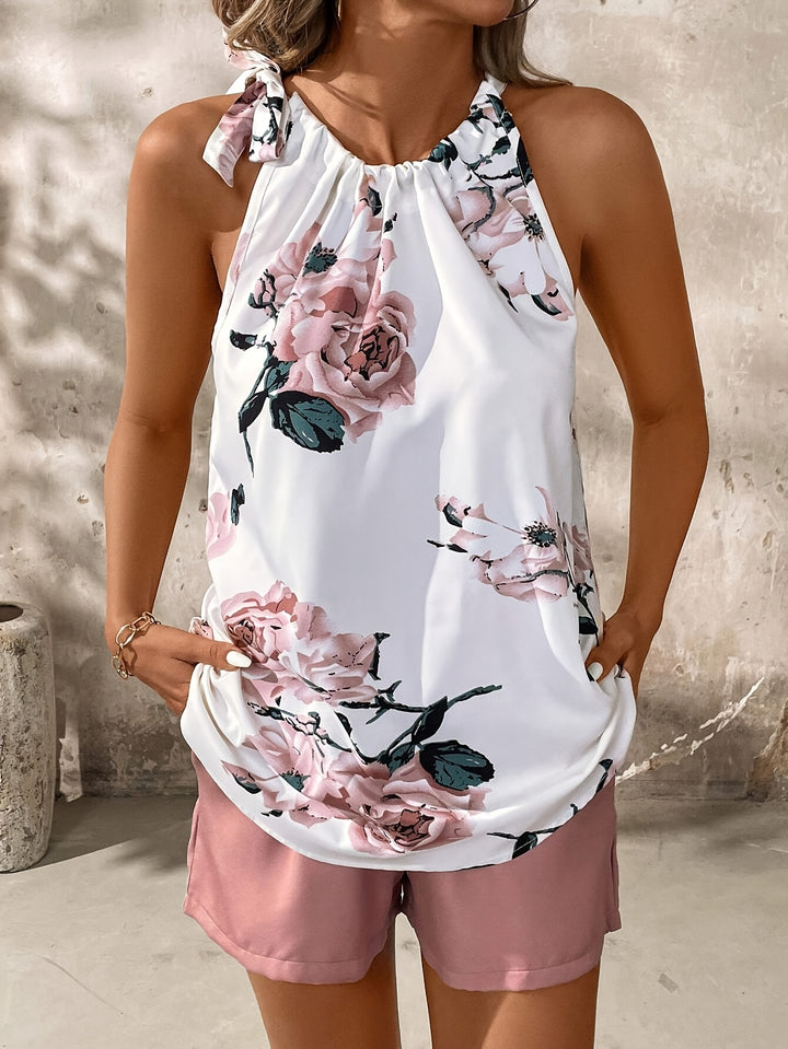Myca | Elegante Bloemen Haltertop en Shorts Set voor de Zomer