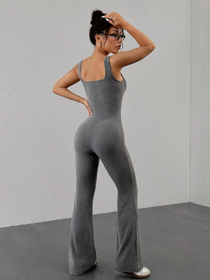 Nadia | Ribbel Jumpsuit met Vierkante Hals voor Dames