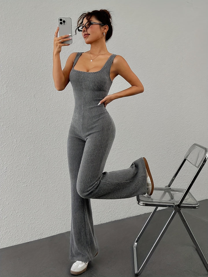 Nadia | Ribbel Jumpsuit met Vierkante Hals voor Dames