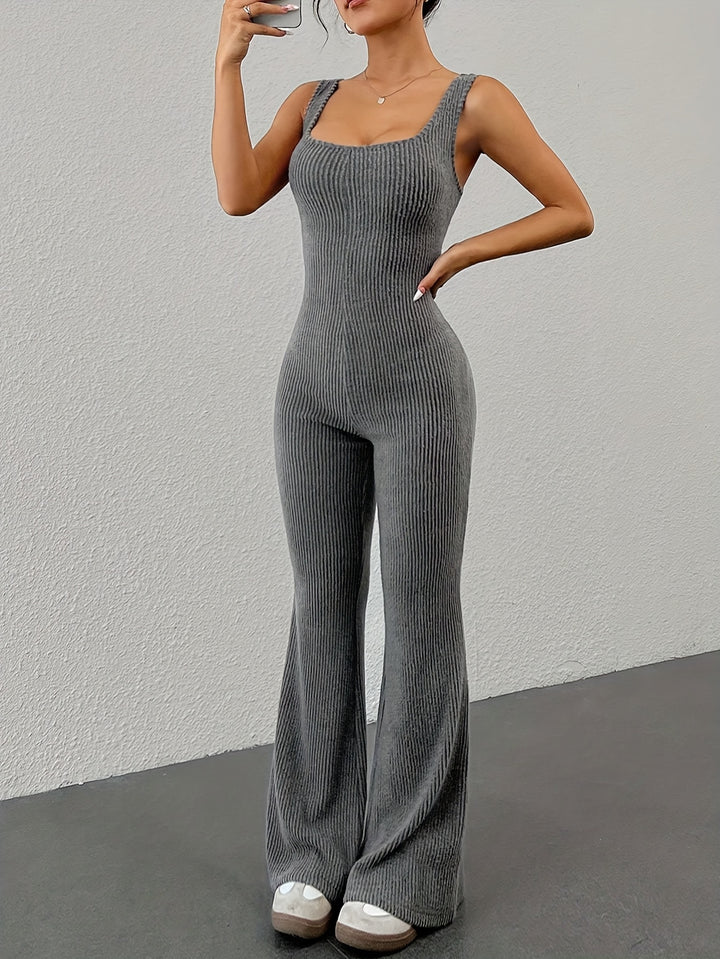 Nadia | Ribbel Jumpsuit met Vierkante Hals voor Dames