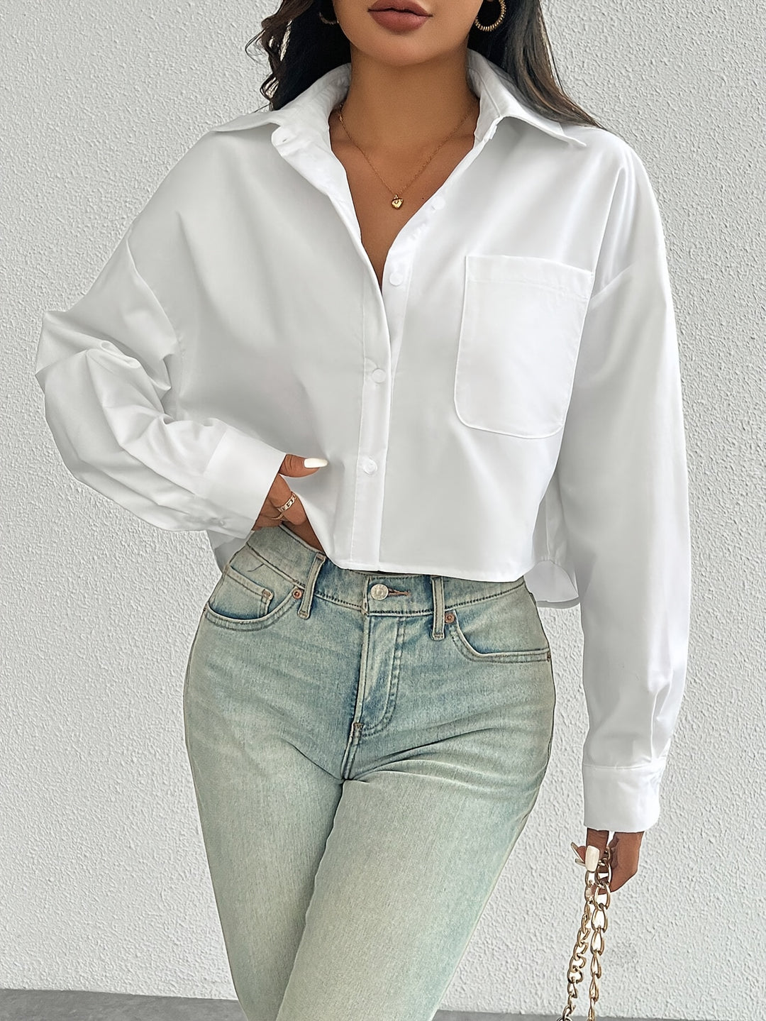 Natalie | Korte Blouse Met Kraag en Knoopsluiting