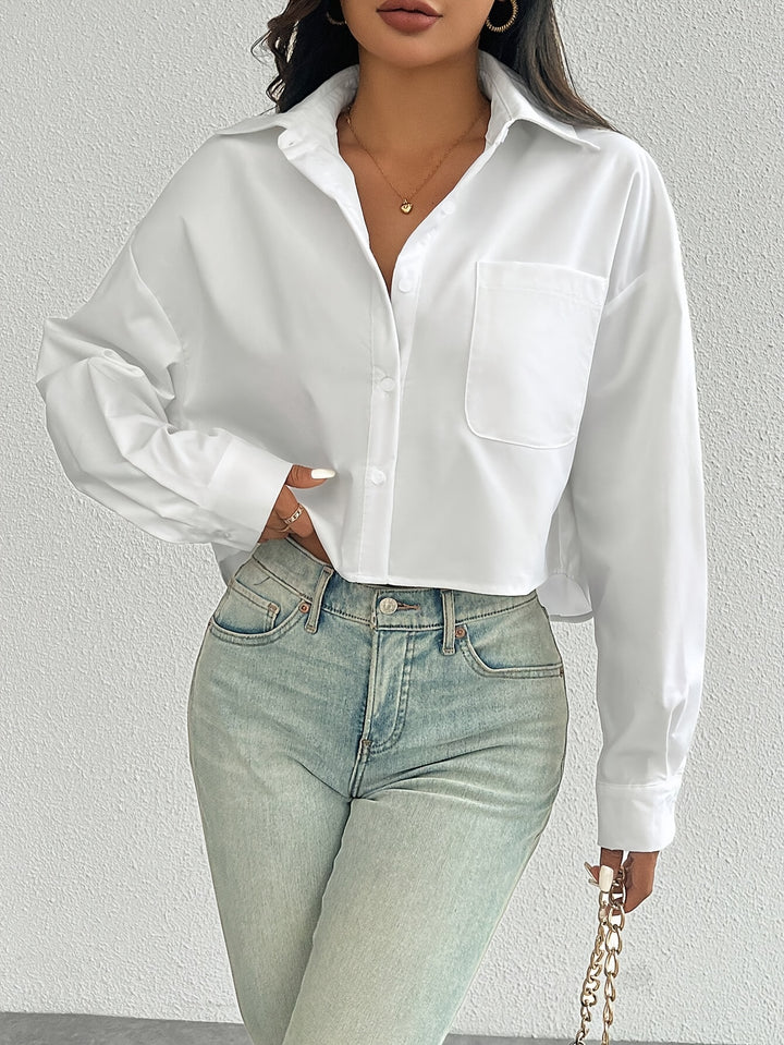 Natalie | Korte Blouse Met Kraag en Knoopsluiting