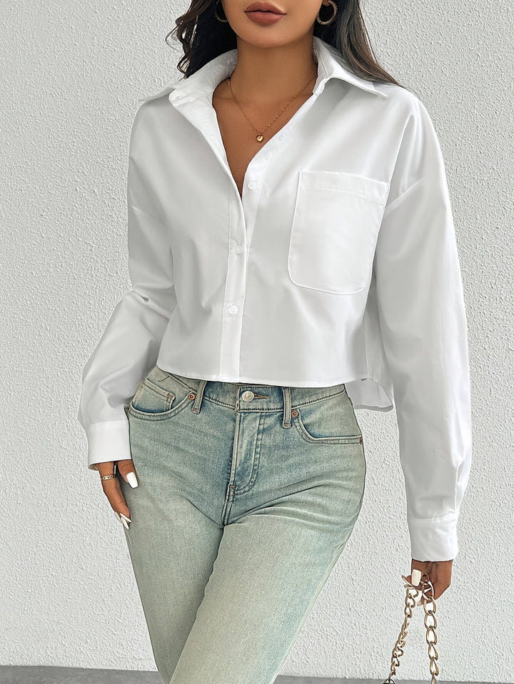 Natalie | Korte Blouse Met Kraag en Knoopsluiting