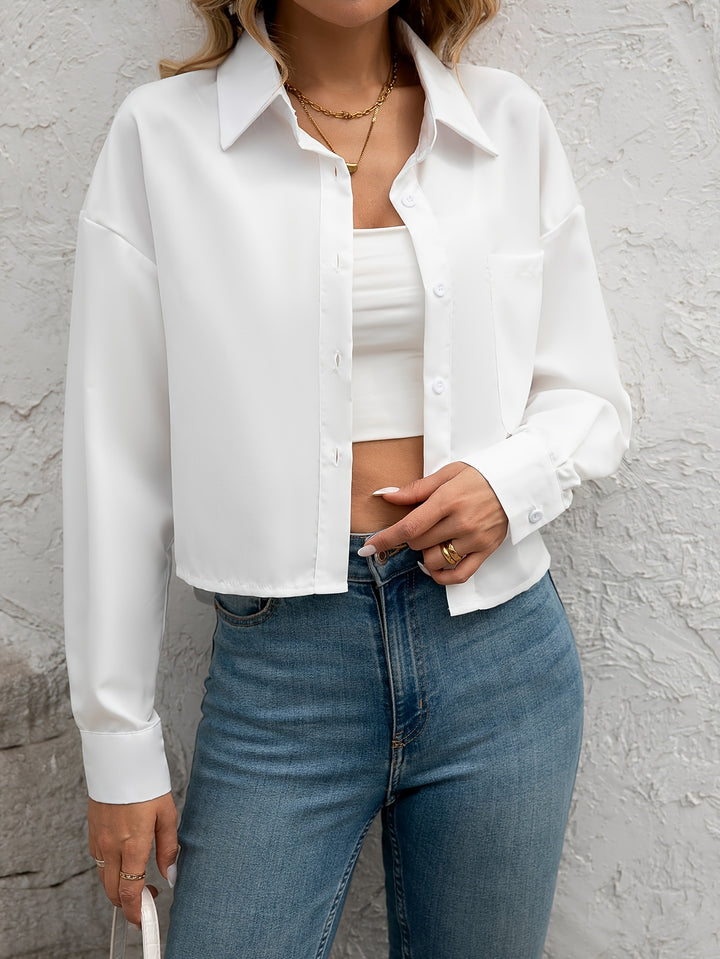 Natalie | Korte Blouse Met Kraag en Knoopsluiting