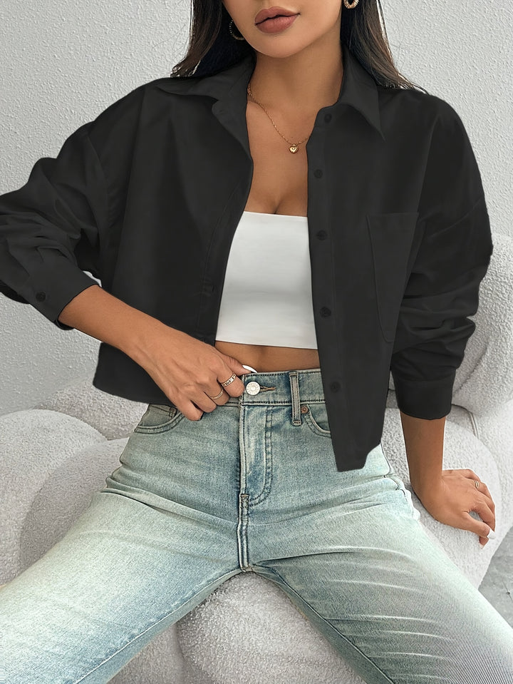 Natalie | Korte Blouse Met Kraag en Knoopsluiting