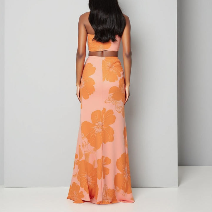 Natasha | Elegante Tweedelige Maxi Set met Bloemenprint