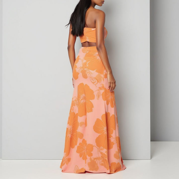 Natasha | Elegante Tweedelige Maxi Set met Bloemenprint
