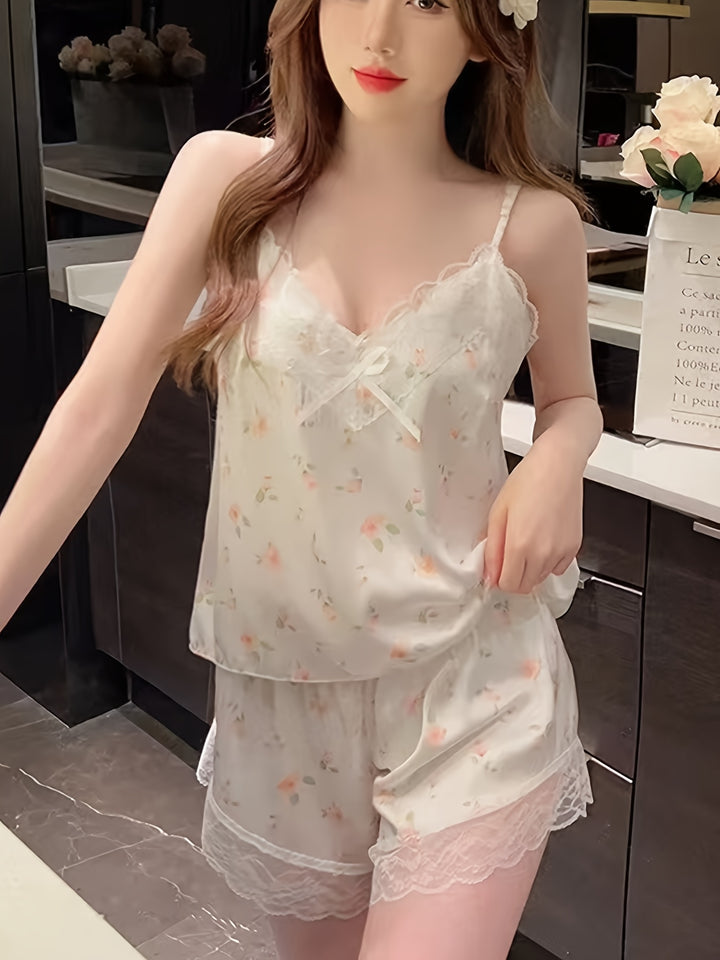 Nicole | Dames Loungewear Set met Camisole en Bloemenprint