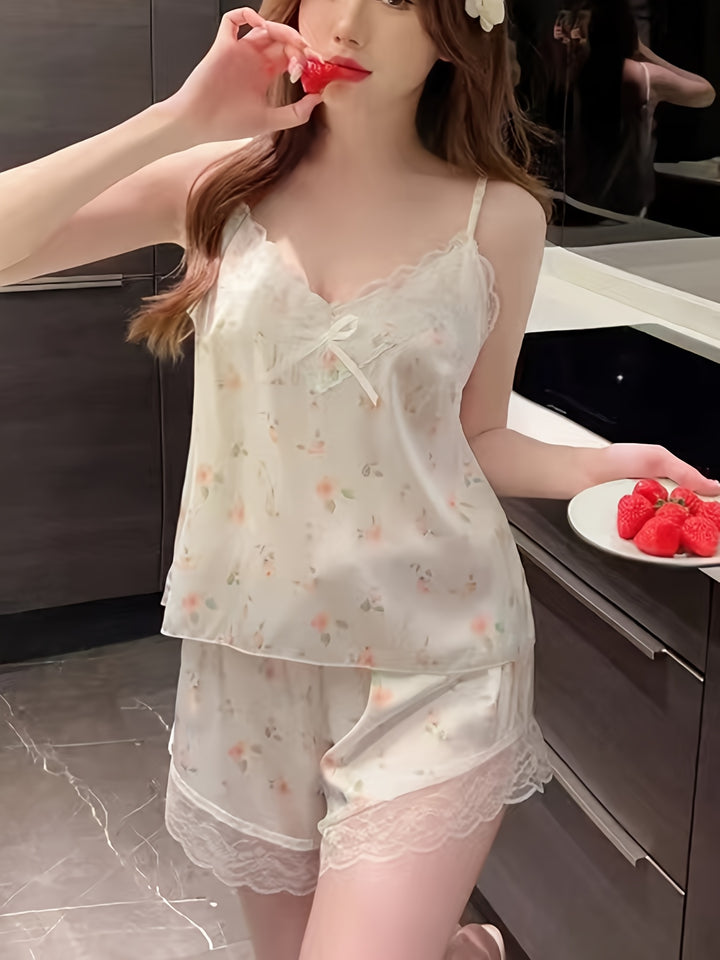 Nicole | Dames Loungewear Set met Camisole en Bloemenprint