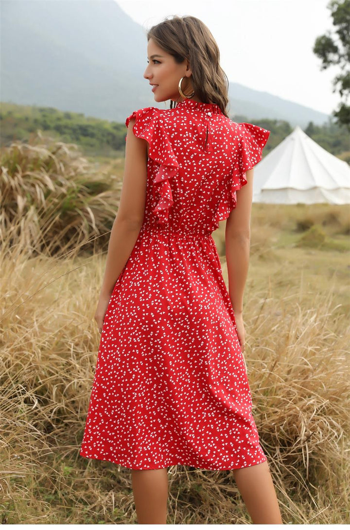 Nikki | Elegante Ruffle Midi-Jurk met Prints
