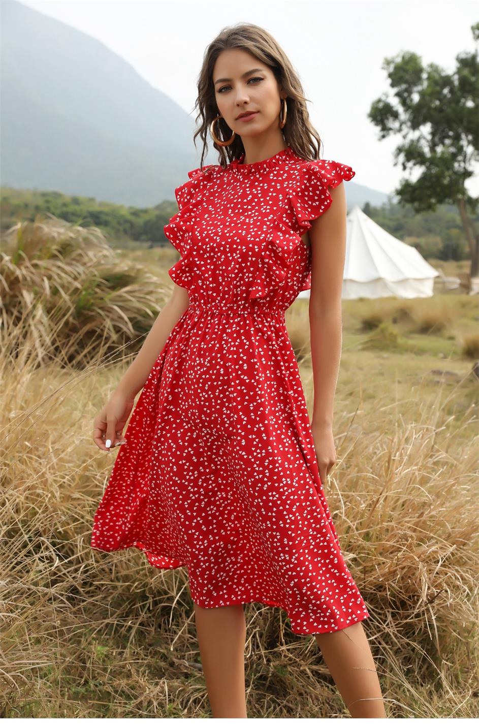 Nikki | Elegante Ruffle Midi-Jurk met Prints