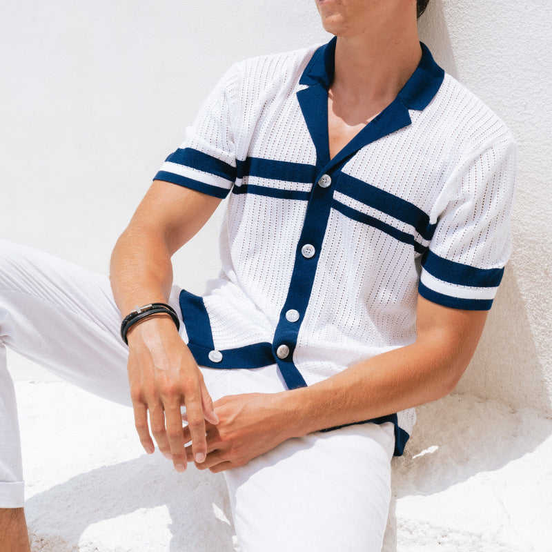 Heren Poloshirt – Regular Fit – Korte Mouw – Zacht Gebreid – Contrastdetails